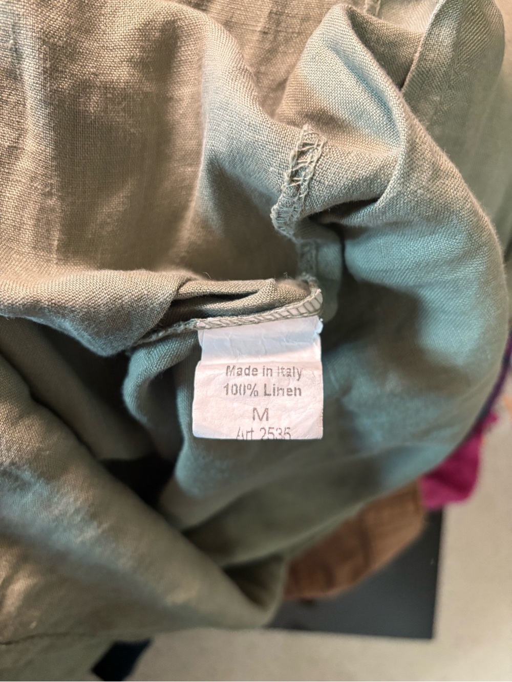 Terzo Millennio Olive Green 100% Linen dress - Picture 4 of 4